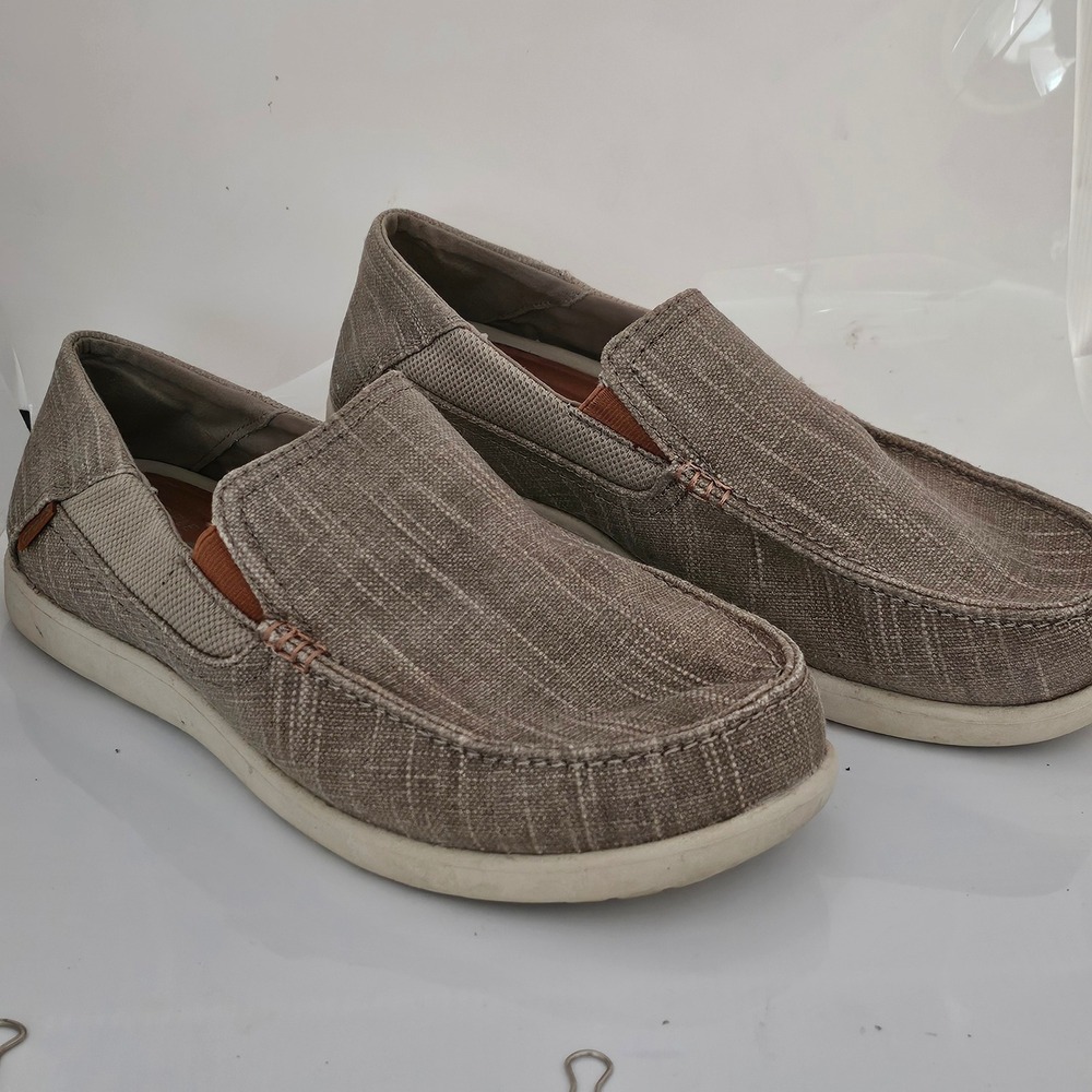 Crocs Santa Cruz 2 Luxe Mens 10 Khaki Canvas Slip On Loafers 203975